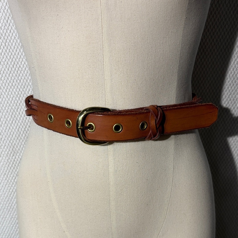 BRAIDED BELT Thick Leather Solid Brass Buckle Western Boahemian Festival Vibes